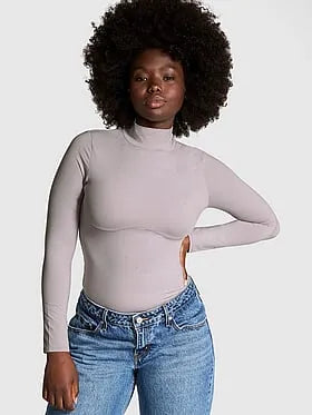 PINK Base Stretchâ¢ Mock-Neck Long-Sleeve Top