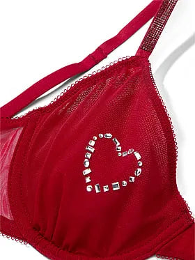 Sheer Shine Motif Unlined Low-Cut Demi Bra