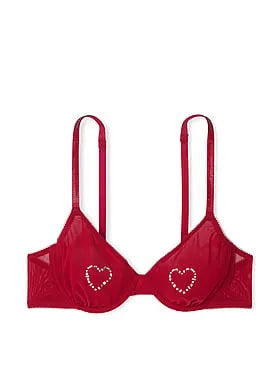 Sheer Shine Motif Unlined Low-Cut Demi Bra