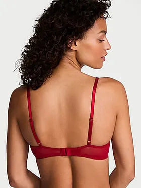 Sheer Shine Motif Unlined Low-Cut Demi Bra