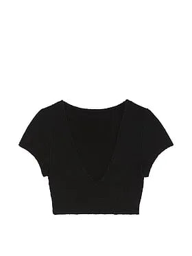 Crinkle Short-Sleeve Bikini Top