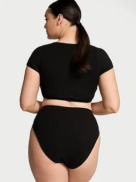 Crinkle Short-Sleeve Bikini Top
