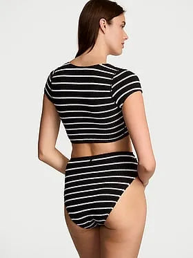 Crinkle Short-Sleeve Bikini Top