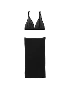 Sheer Knit Triangle Bralette & Tube Skirt Set