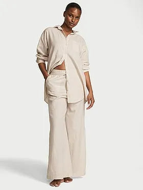 Beachwear Linen Wide-Leg Pants