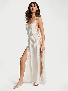 SoSoftâ¢ Modal Ribbed Lace-Trim Long Slip Dress