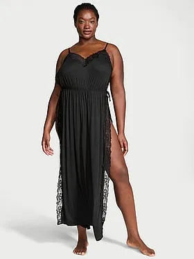 SoSoftâ¢ Modal Ribbed Lace-Trim Long Slip Dress