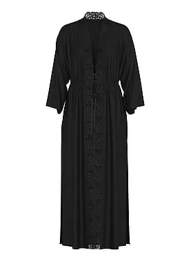 SoSoftâ¢ Modal Ribbed Lace-Trim Long Robe