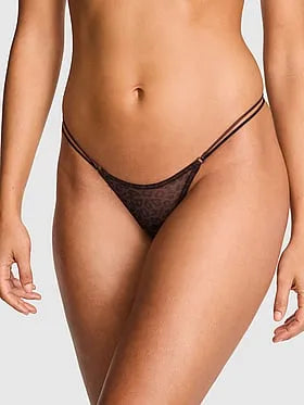 Logo Mesh Strappy Micro Thong Panty
