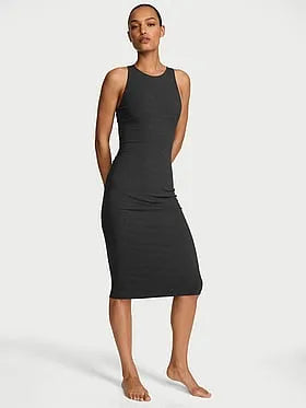 Shapewear by Victoria Smoothing Rib High-Neck Midi Dress