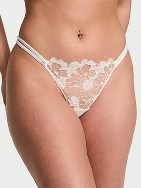 Peony Embroidery Strappy Thong Panty