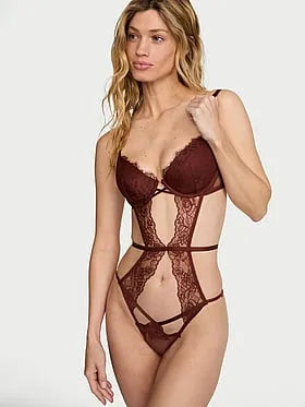 Rose Lace Lightly Lined Strappy Teddy