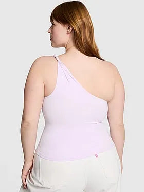 PINK Base Stretchâ¢ Twisted One-Shoulder Tank Top