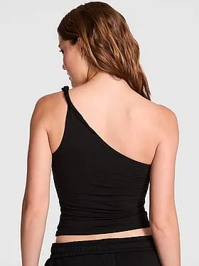 PINK Base Stretchâ¢ Twisted One-Shoulder Tank Top
