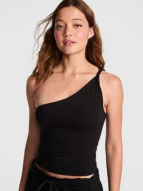 PINK Base Stretchâ¢ Twisted One-Shoulder Tank Top