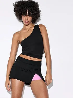 PINK Base Stretchâ¢ Twisted One-Shoulder Tank Top