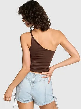 PINK Base Stretchâ¢ Twisted One-Shoulder Tank Top