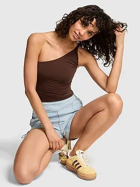 PINK Base Stretchâ¢ Twisted One-Shoulder Tank Top