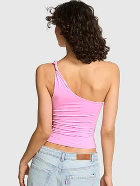 PINK Base Stretchâ¢ Twisted One-Shoulder Tank Top