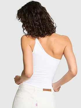 PINK Base Stretchâ¢ Twisted One-Shoulder Tank Top