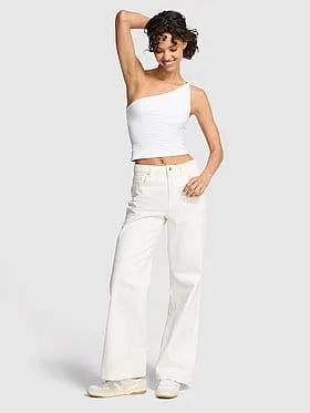 PINK Base Stretchâ¢ Twisted One-Shoulder Tank Top