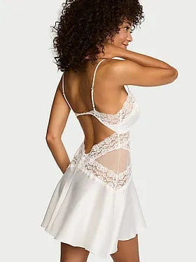 Dare to Dream Lace & Satin Flounce Slip Dress