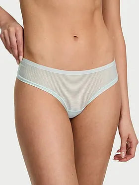 No-Show Stripe Mesh Thong Panty