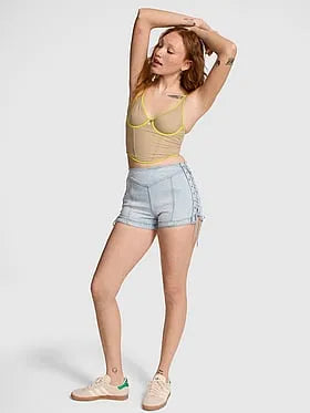 Denim by PINK Side Lace-Up Shorts