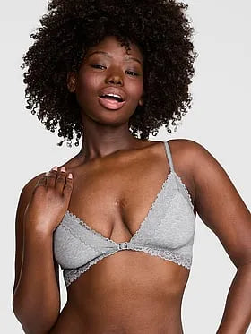 Cotton Unlined Front-Close Triangle Bralette