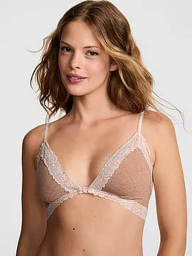 Cotton Unlined Front-Close Triangle Bralette