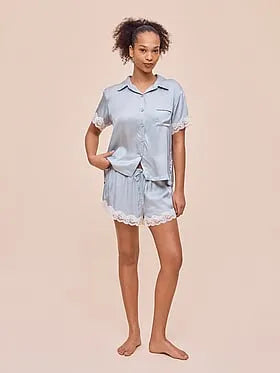 Annabelle Satin Lace Boxer PJ Set
