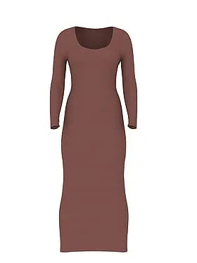 Shapewear by Victoria Smoothing Rib Long-Sleeve Maxi Dress