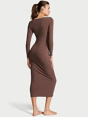 Shapewear by Victoria Smoothing Rib Long-Sleeve Maxi Dress