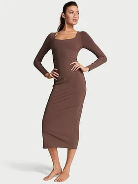 Shapewear by Victoria Smoothing Rib Long-Sleeve Maxi Dress