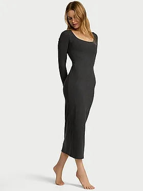 Shapewear by Victoria Smoothing Rib Long-Sleeve Maxi Dress