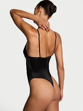 Satin Lace-Trim Bodysuit