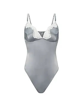 Satin Lace-Trim Bodysuit