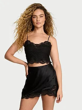Satin Lace Cami & Mini Skirt Set