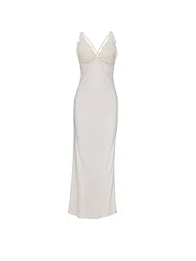 Satin Rose Lace Long Slip Dress