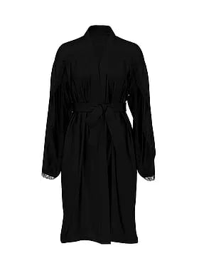 Satin Rose Lace-Trim Midi Robe
