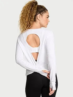 VSX Drapey Knit Long-Sleeve Open-Back Tee