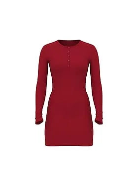 SoSoftâ¢ Modal Wide-Rib Long-Sleeve Henley Dress