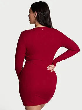 SoSoftâ¢ Modal Wide-Rib Long-Sleeve Henley Dress