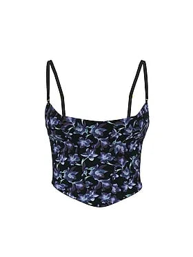 Electric Orchid Burnout Velvet Strapless Corset Top