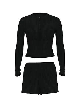 SoSoftâ¢ Modal Wide-Rib Long-Sleeve Henley & Shorts Set