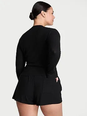 SoSoftâ¢ Modal Wide-Rib Long-Sleeve Henley & Shorts Set