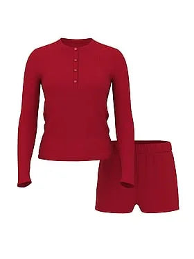 SoSoftâ¢ Modal Wide-Rib Long-Sleeve Henley & Shorts Set