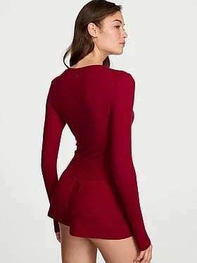 SoSoftâ¢ Modal Wide-Rib Long-Sleeve Henley & Shorts Set