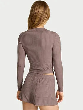SoSoftâ¢ Modal Wide-Rib Long-Sleeve Henley & Shorts Set