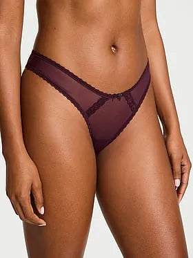 Sheer Lace-Trim Brazilian Panty